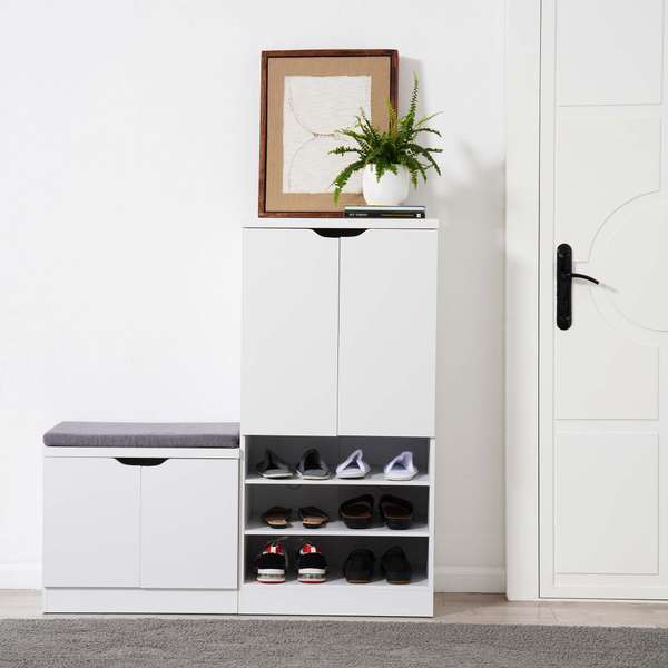 White shoe rack bench top